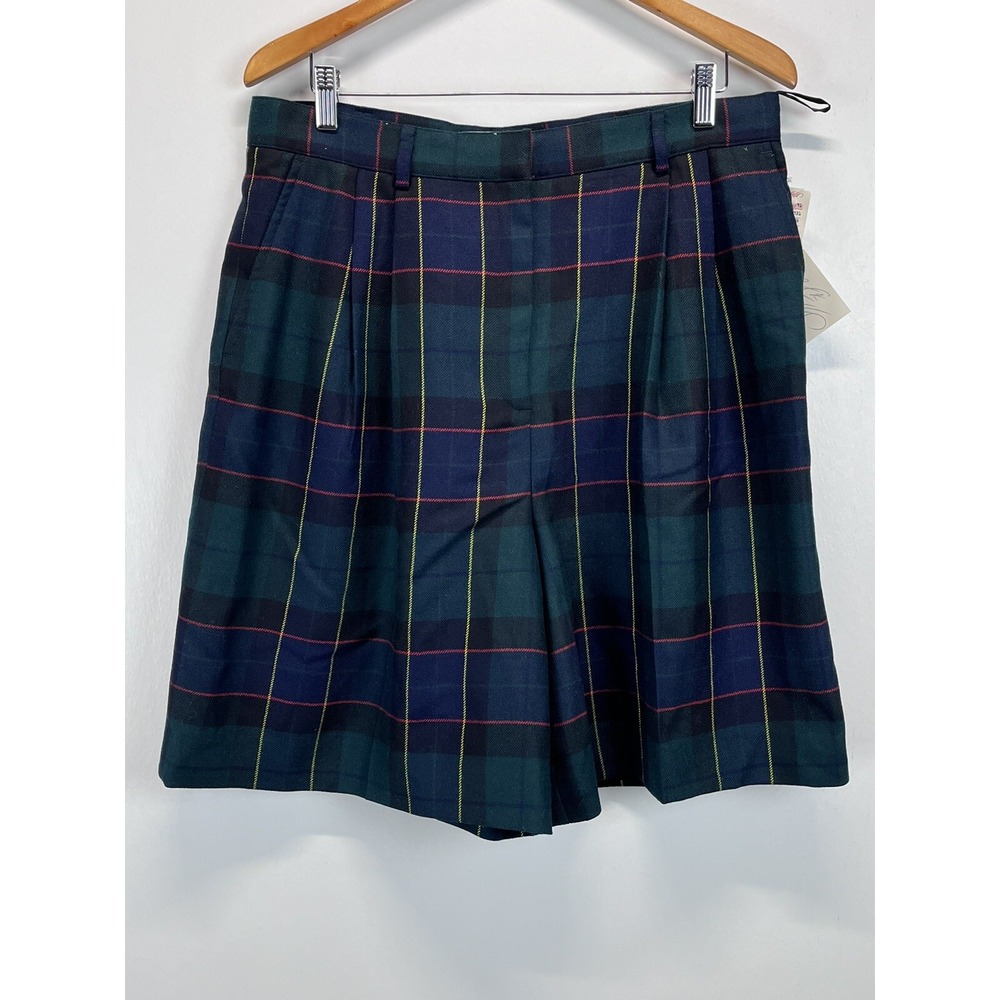 Vintage Womens Lord & Taylor Wool Shorts Sz 18 NWT READ Plaid Dark Academia